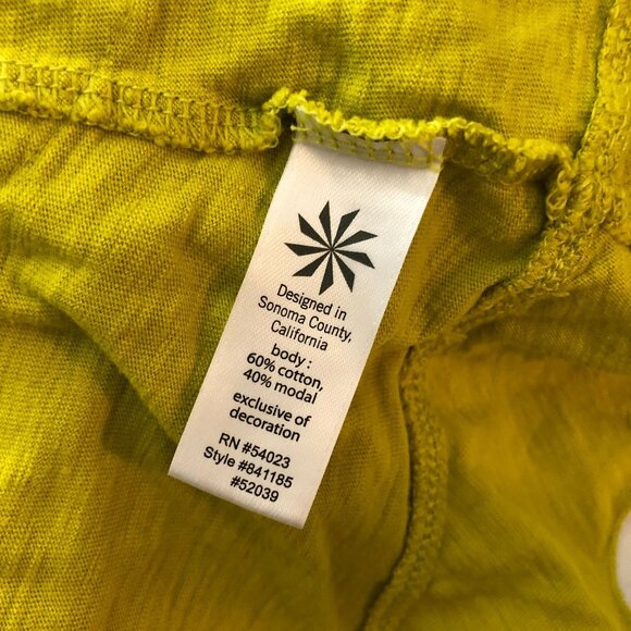 Athleta Shift Mini Dress Ruffle Pockets Slub Knit Cotton Modal Blend Green S - Picture 4 of 4